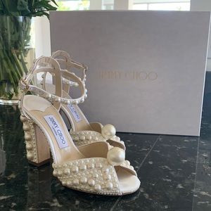 Jimmy Choo Sacaria Satin w Pearls Wedding Heel